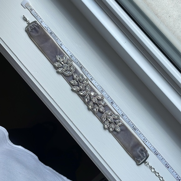 Nordstrom Grey Velvet Crystal Embellished Choker - Picture 4 of 5